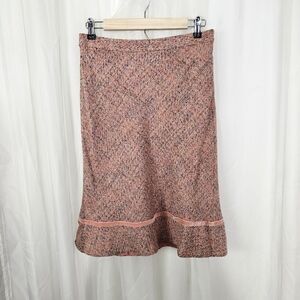 Vintage Gap wool tweed skirt pink tulip hem velvet 2000 size 6